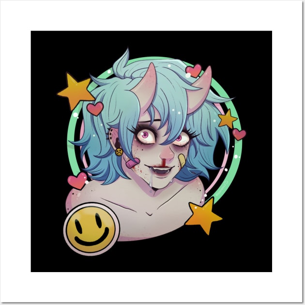 Pastel Party Demon Girl Wall Art by Hazardous Demons